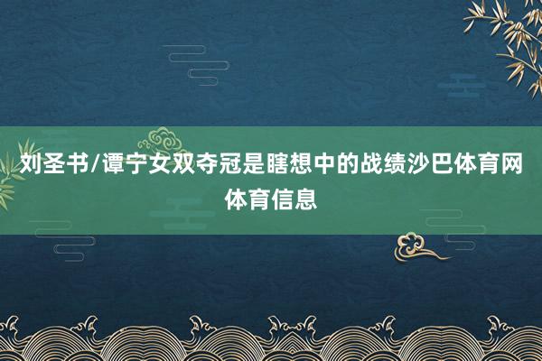 刘圣书/谭宁女双夺冠是瞎想中的战绩沙巴体育网体育信息
