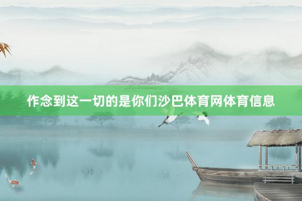 作念到这一切的是你们沙巴体育网体育信息