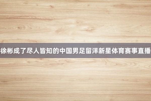 徐彬成了尽人皆知的中国男足留洋新星体育赛事直播