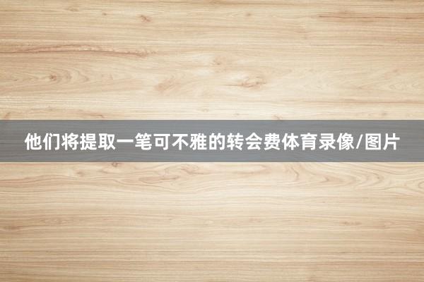 他们将提取一笔可不雅的转会费体育录像/图片